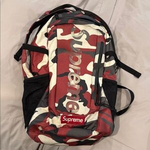 Supreme Red and White Camo Backpack